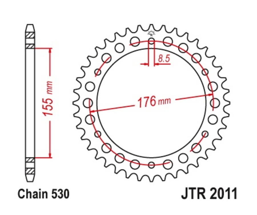 Couronne JT SPROCKETS acier standard 2011 - 530 Couronne JT SPROCKETS acier standard 2011 - 530