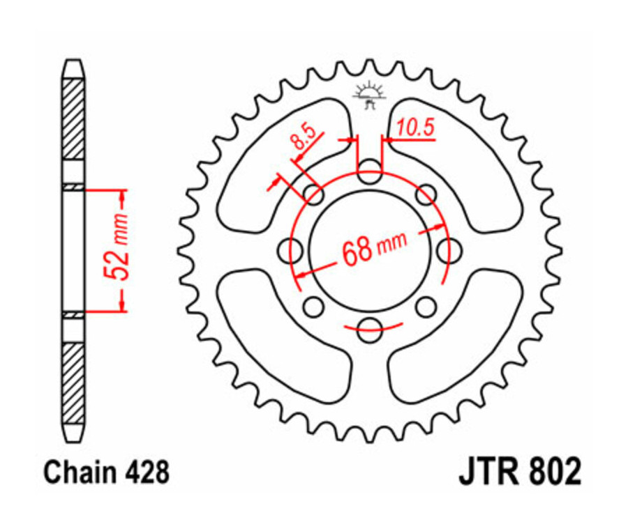 Couronne JT SPROCKETS acier standard 802 - 428 - 1075116001