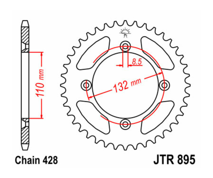 Couronne JT SPROCKETS acier standard 895 - 428 - 1075178001