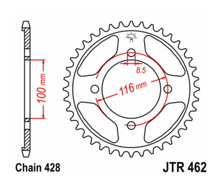 Couronne JT SPROCKETS acier standard 462 - 428 - 1075045002