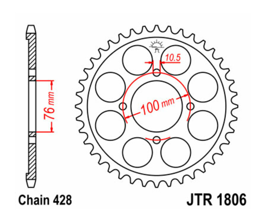 Couronne JT SPROCKETS acier standard 1806 - 428 - 1074951001