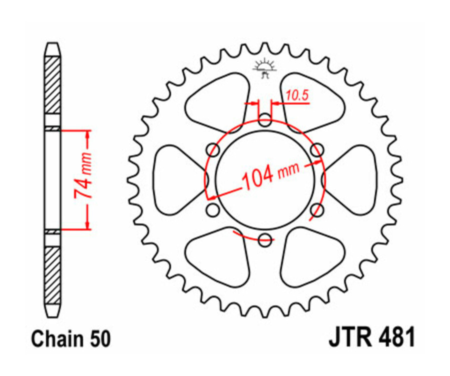 Couronne JT SPROCKETS acier standard 481 - 530 - 1075060002