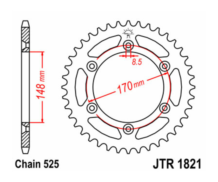 Couronne JT SPROCKETS acier standard 1821 - 525 - 1074952001