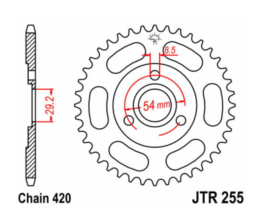 Couronne JT SPROCKETS acier standard 255 - 420 - 1075011002