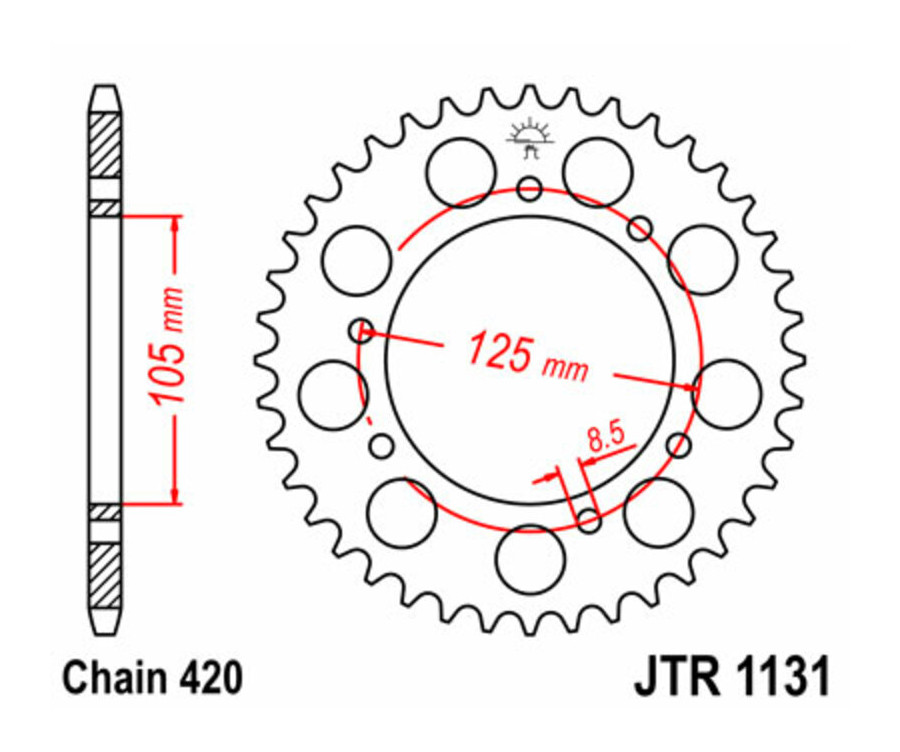 Couronne JT SPROCKETS acier standard 1131 - 420 Couronne JT SPROCKETS acier standard 1131 - 420