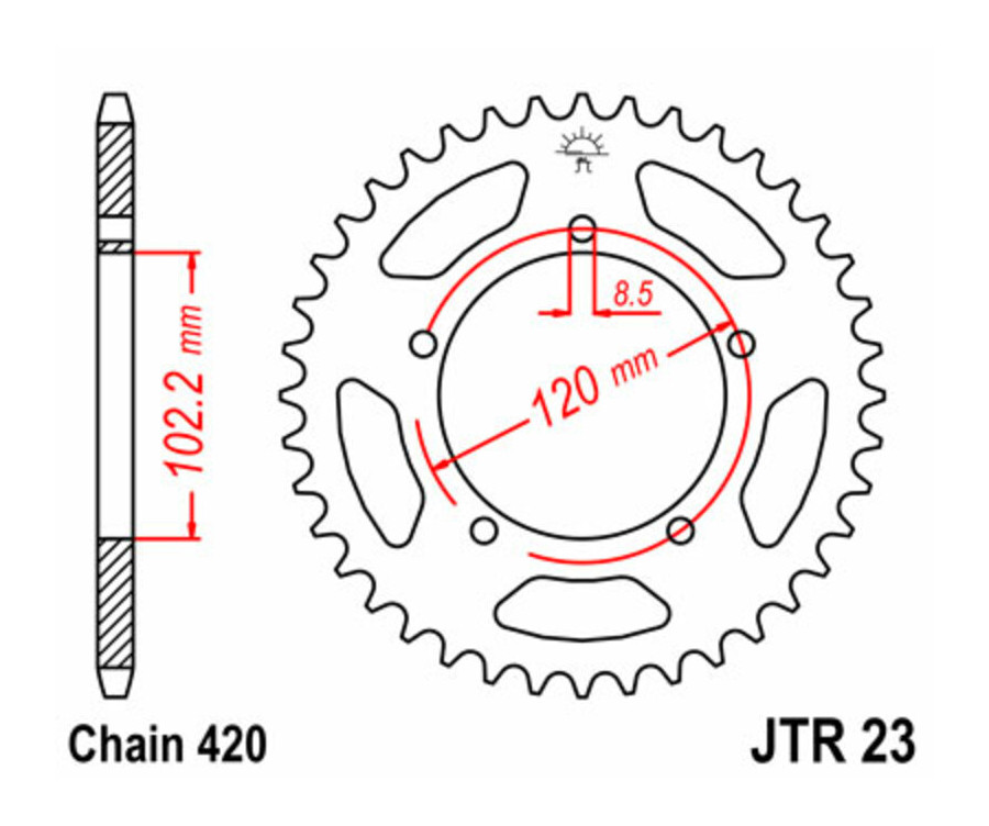 Couronne JT SPROCKETS acier standard 23 - 420 - 1074996001
