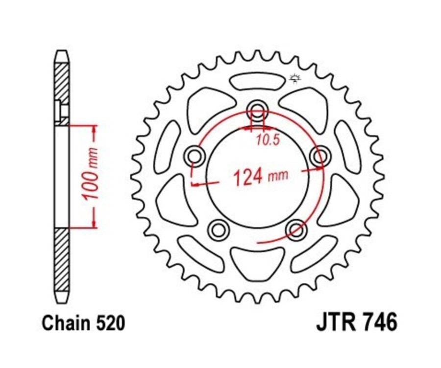 Couronne JT SPROCKETS acier standard 746 - 520 - 1075104003