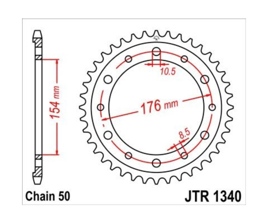 Couronne JT SPROCKETS zinc standard 1340 - 530 - 1074906001
