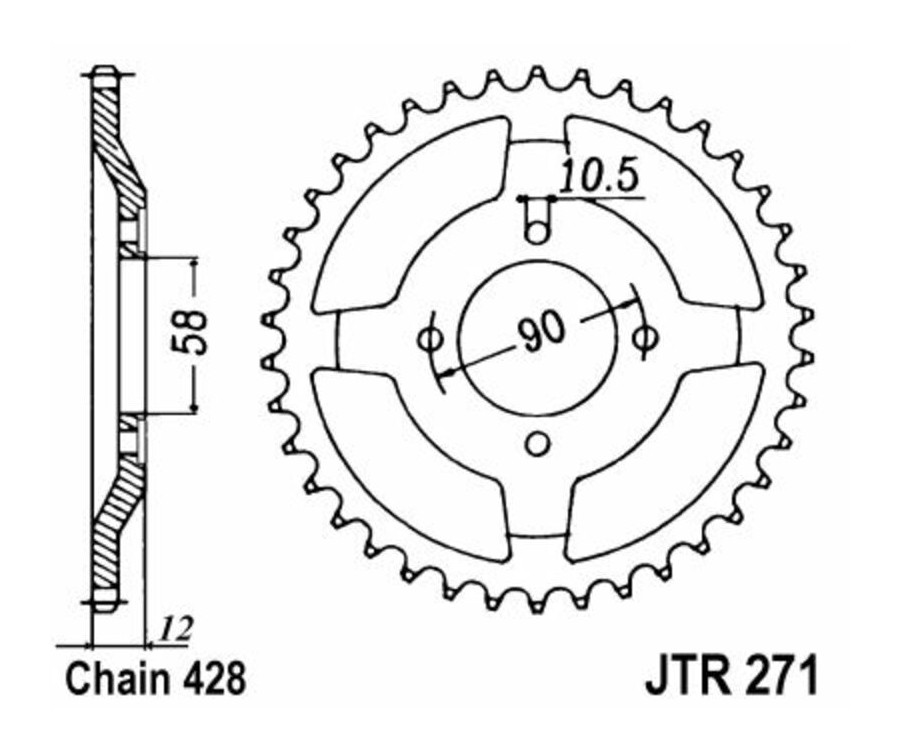 Couronne JT SPROCKETS acier standard 271 - 428 - 1075020001