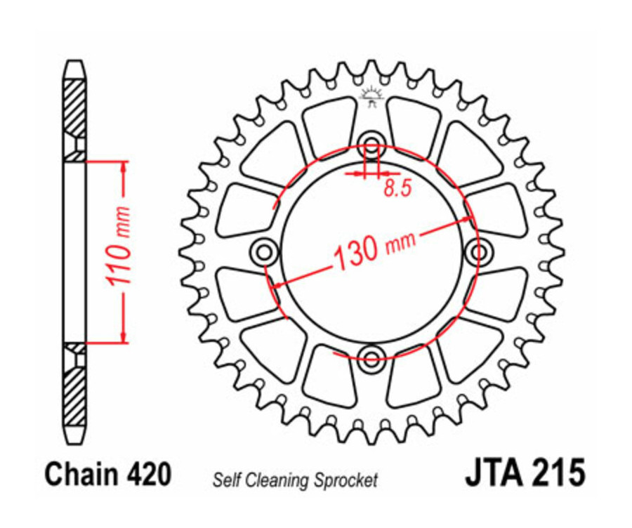 Couronne JT SPROCKETS aluminium Ultra-Light anti-boue 215 - 420 - 1074831003