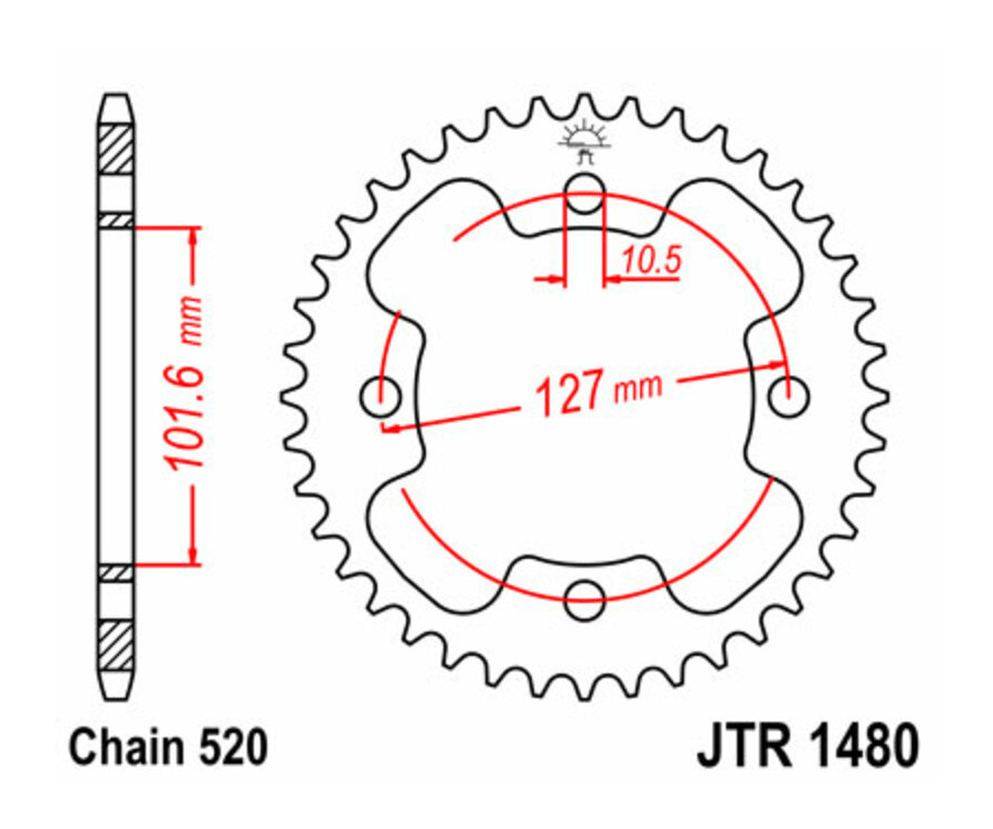 Couronne JT SPROCKETS acier standard 1480 - 525 - 1074929002