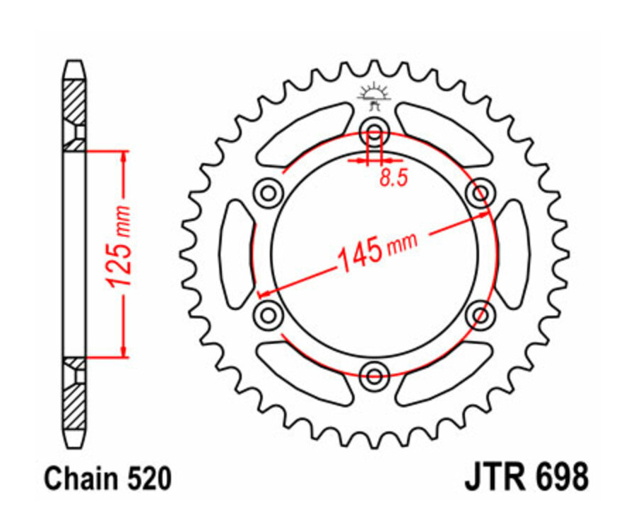 Couronne JT SPROCKETS acier standard 698 - 520 - 1075088005