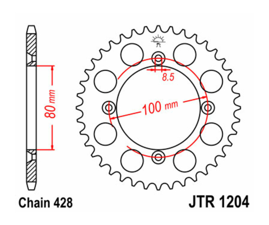 Couronne JT SPROCKETS acier standard 1204 - 428 - 1074881003