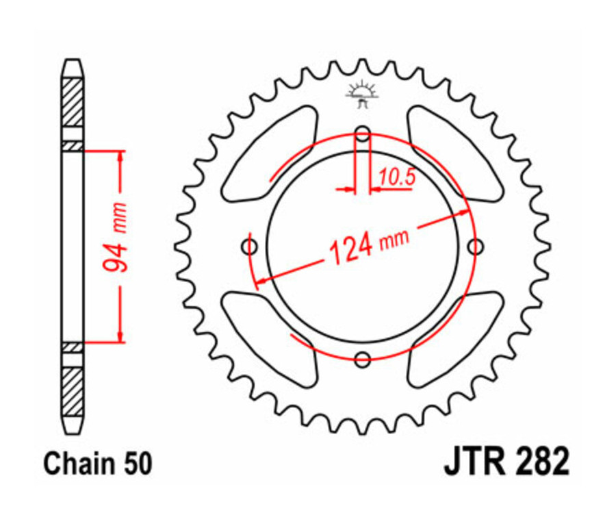 Couronne JT SPROCKETS acier standard 282 - 530 - 1075029003