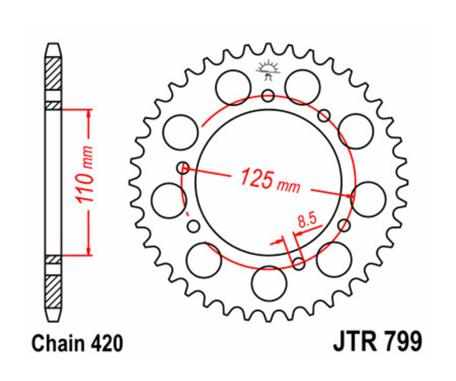 Couronne JT SPROCKETS acier standard 799 - 420 - 1075112001