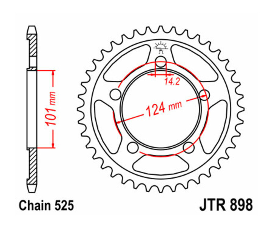 Couronne JT SPROCKETS acier standard 898 - 525 - 1075528002