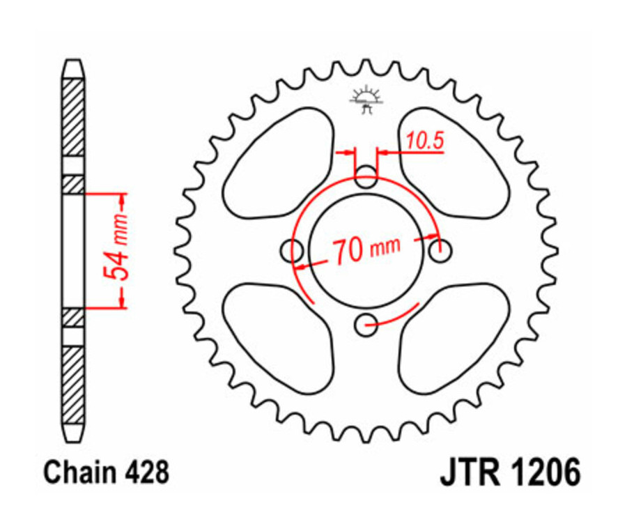 Couronne JT SPROCKETS acier standard 1206 - 428 - 1074882001