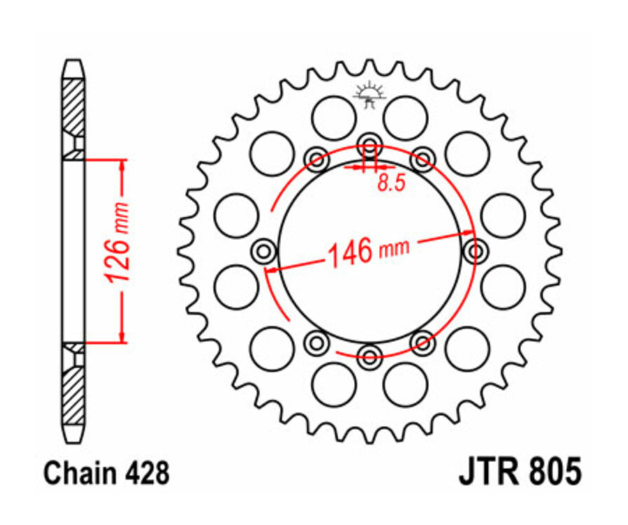 Couronne JT SPROCKETS acier standard 805 - 428 - 1075118001