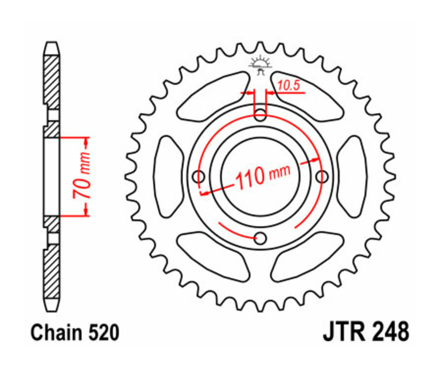 Couronne JT SPROCKETS acier standard 248 - 520 - 1075007001