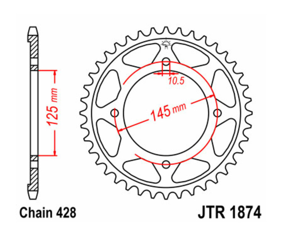 Couronne JT SPROCKETS acier standard 1874 - 428 - 1074968002