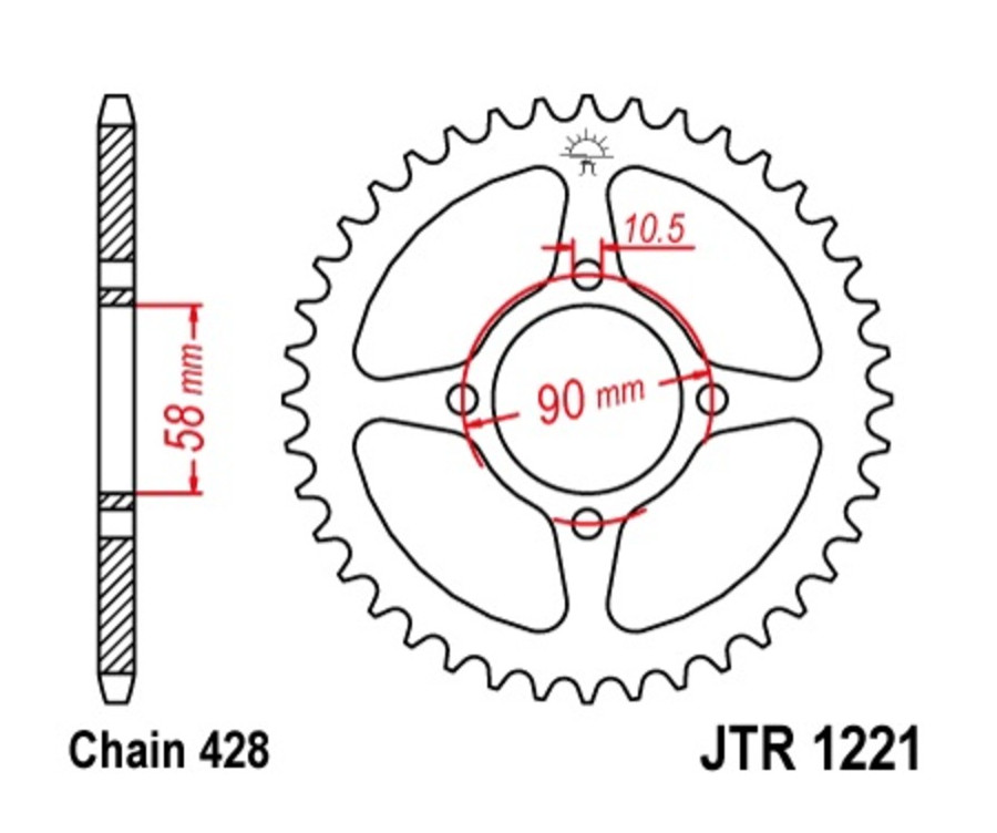 Couronne JT SPROCKETS acier standard 1221 - 428 - 1074889001