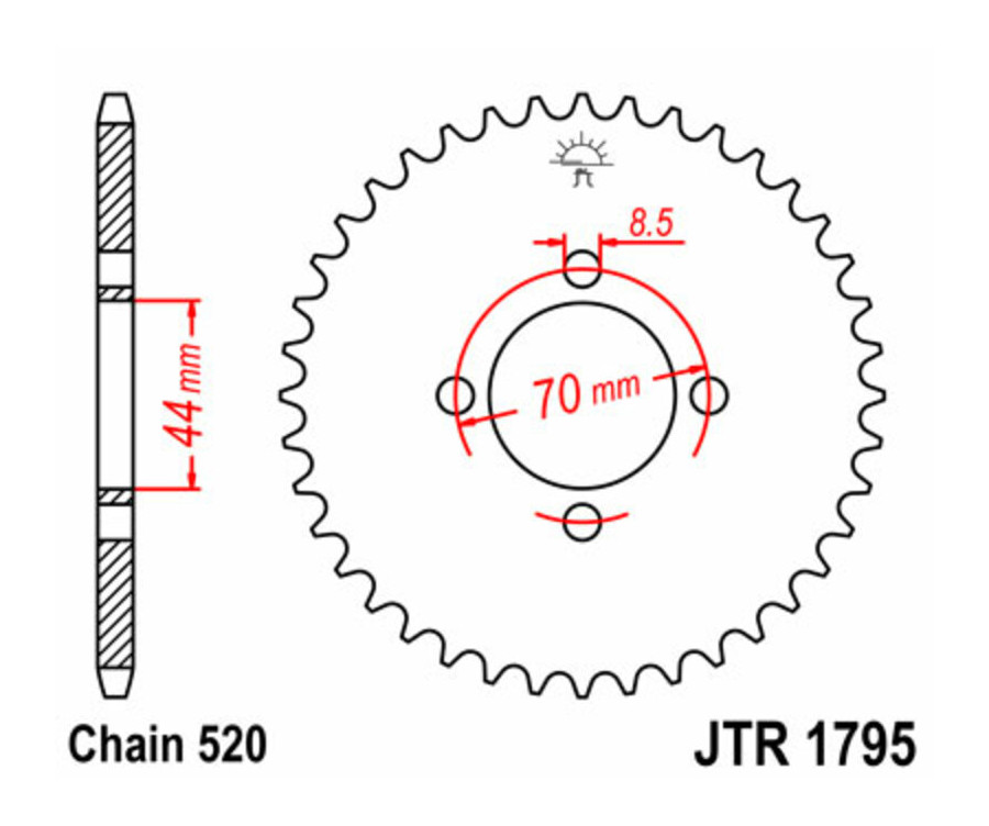 Couronne JT SPROCKETS acier standard 1795 - 520 - 1074945001