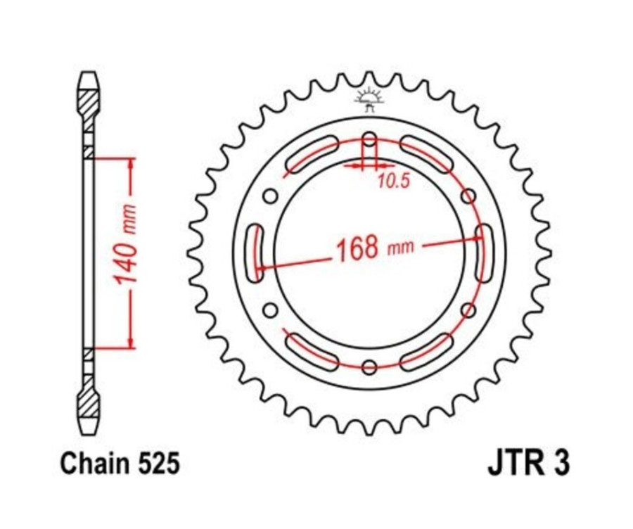 Couronne JT SPROCKETS zinc standard 3 - 525 - 1075032003