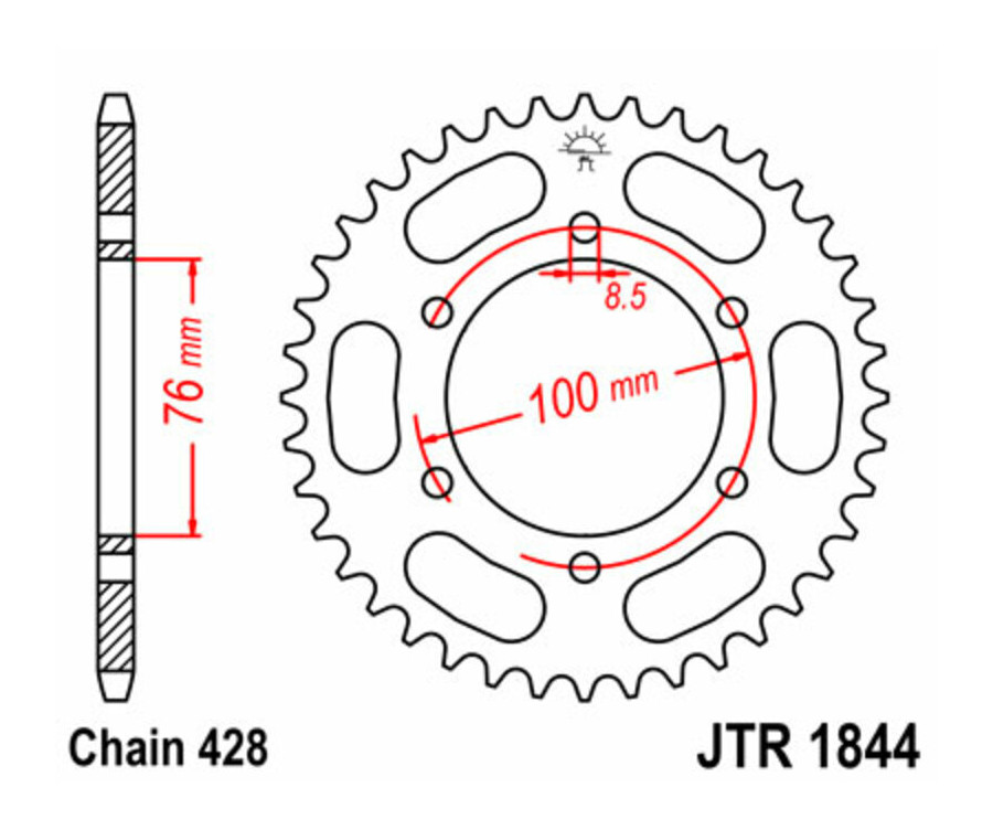 Couronne JT SPROCKETS acier standard 1844 - 428 - 1074959003