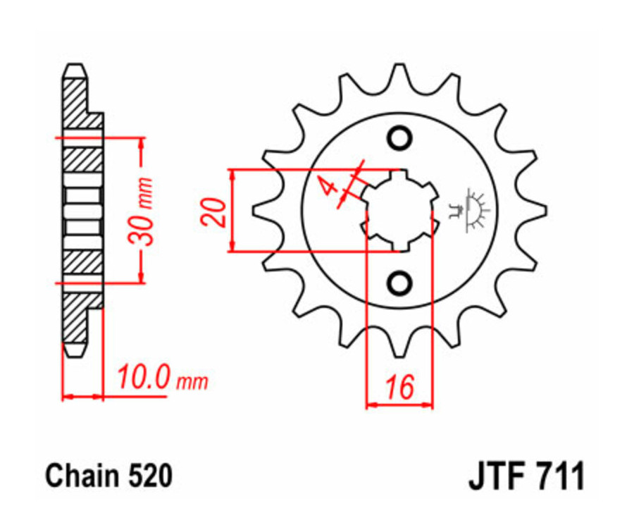 Pignon JT SPROCKETS acier standard 711 - 520 - 1077463003