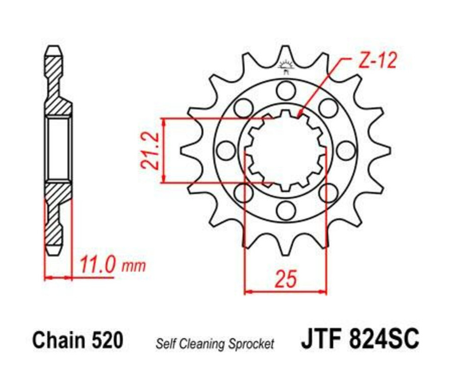 Pignon JT SPROCKETS acier anti-boue 824 - 520 - 1077482003