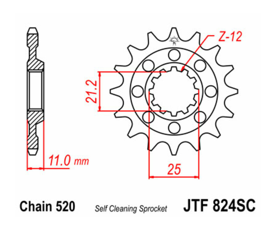 Pignon JT SPROCKETS acier anti-boue 824 - 520 - 1077482003