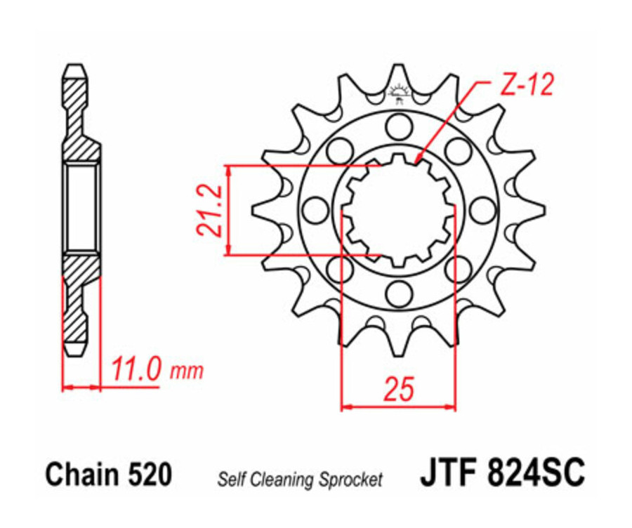 Pignon JT SPROCKETS acier anti-boue 824 - 520 - 1077482002