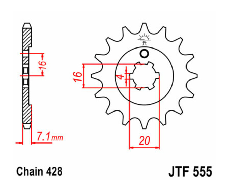 Pignon JT SPROCKETS acier standard 555 - 428 - 1077431002