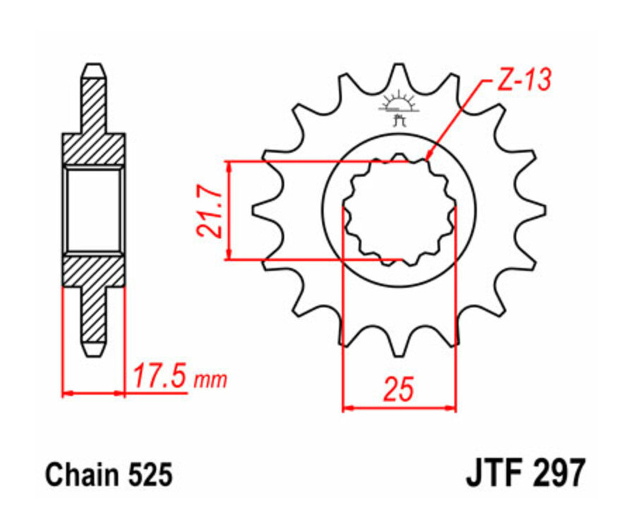 Pignon JT SPROCKETS acier standard 297 - 525 - 1077338001