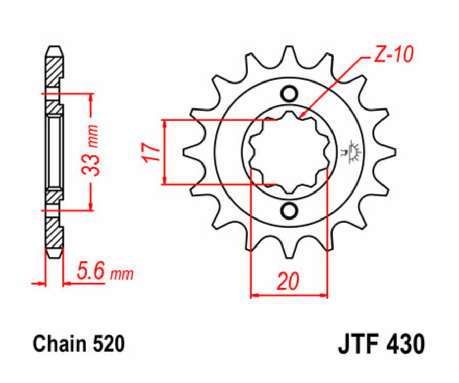 Pignon JT SPROCKETS acier standard 430 - 520 - 1077388002