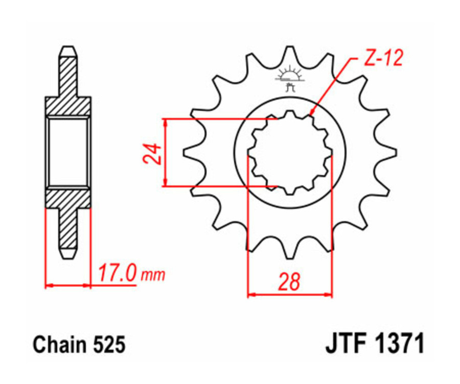 Pignon JT SPROCKETS acier standard 1371 - 525 - 1077238002
