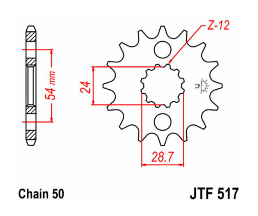 Pignon JT SPROCKETS acier standard 517 - 630 - 1077412004