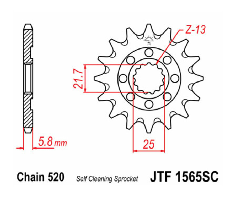 Pignon JT SPROCKETS acier anti-boue 1565 - 520 - 1077281003