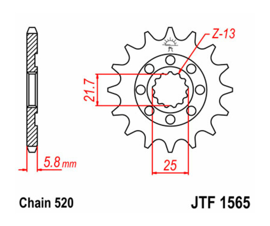 Pignon JT SPROCKETS acier standard 1565 - 520 - 1077281001