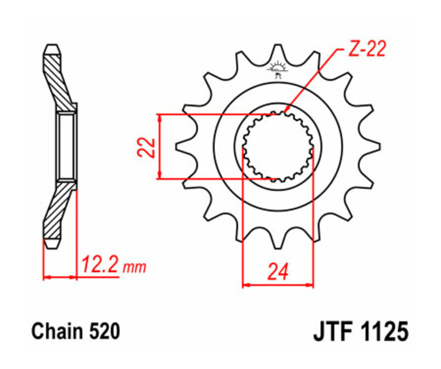 Pignon JT SPROCKETS acier standard 1125 - 520 - 1077203002