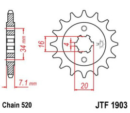 Pignon JT SPROCKETS acier standard 1903 - 520