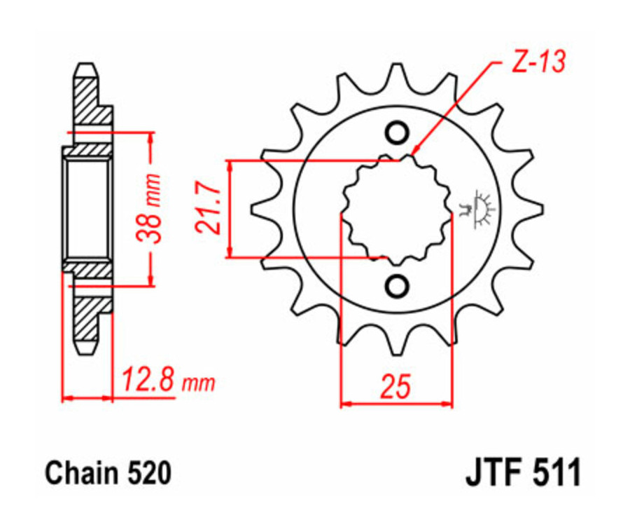 Pignon JT SPROCKETS acier standard 511 - 520 - 1077407001