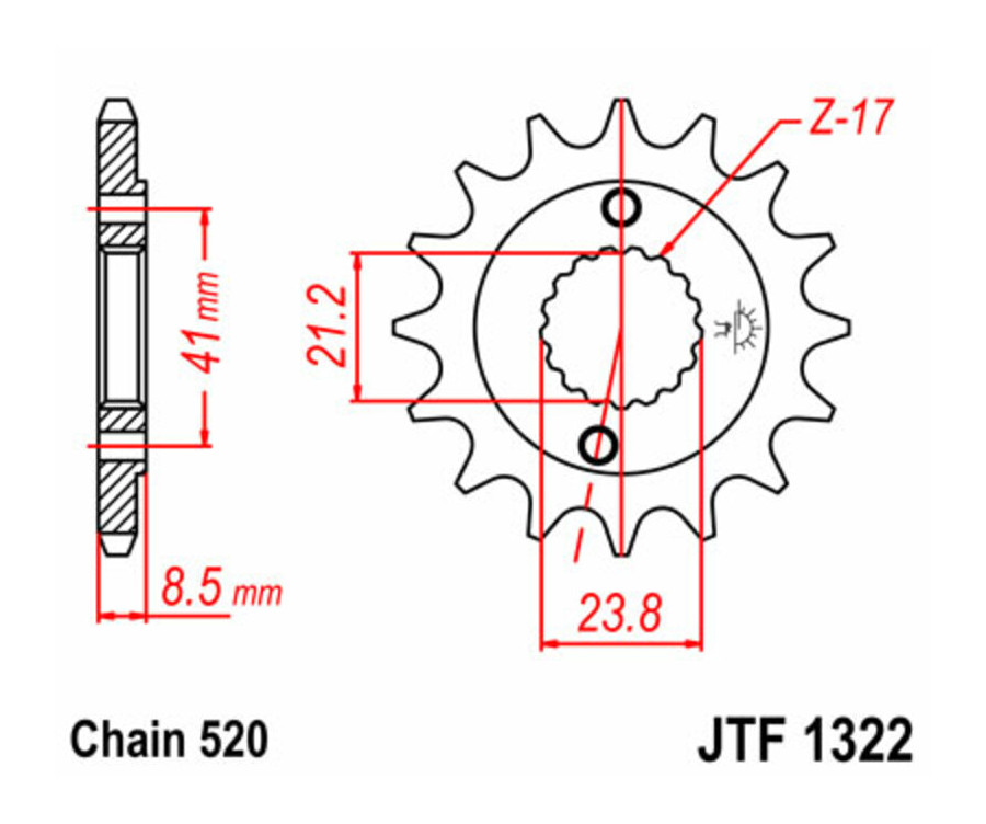 Pignon JT SPROCKETS acier standard 1322 - 520 - 1077227001