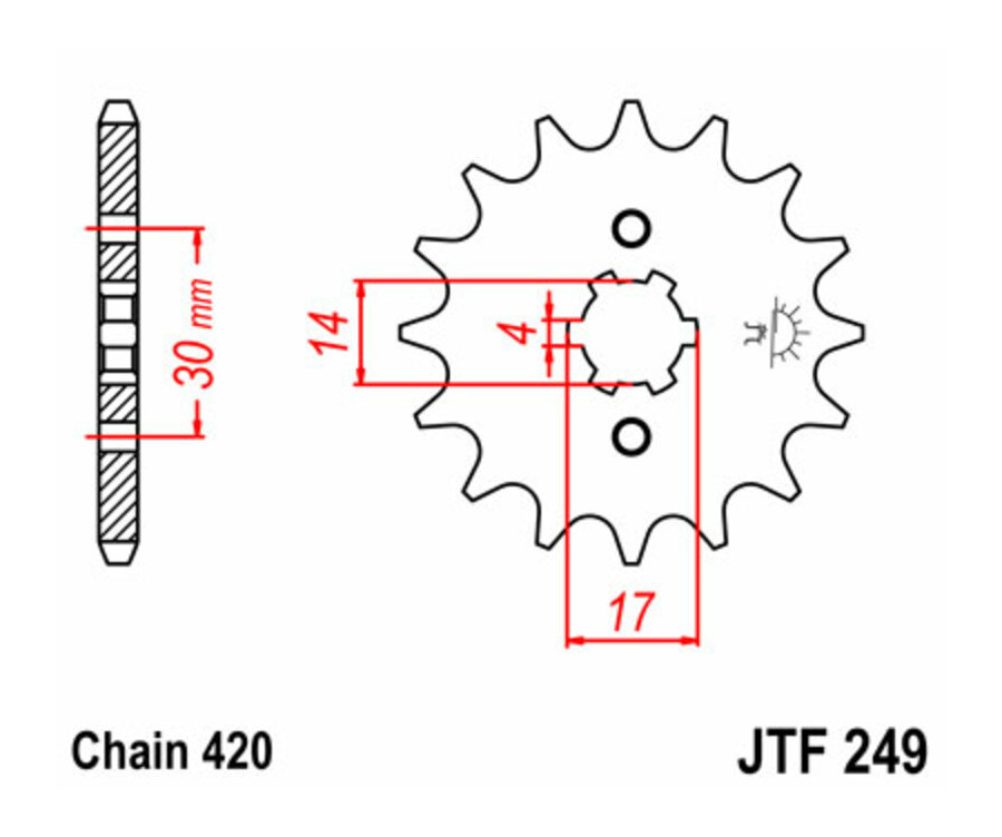 Pignon JT SPROCKETS acier standard 249 - 420 - 1077305002