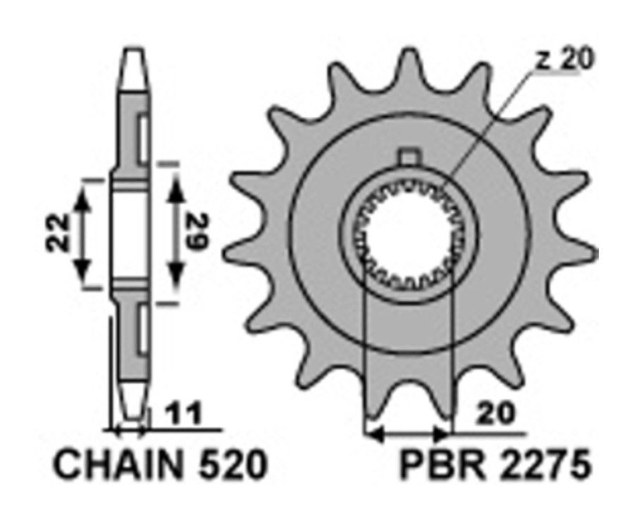 Pignon PBR acier standard 2275 - 520 - 1077627001