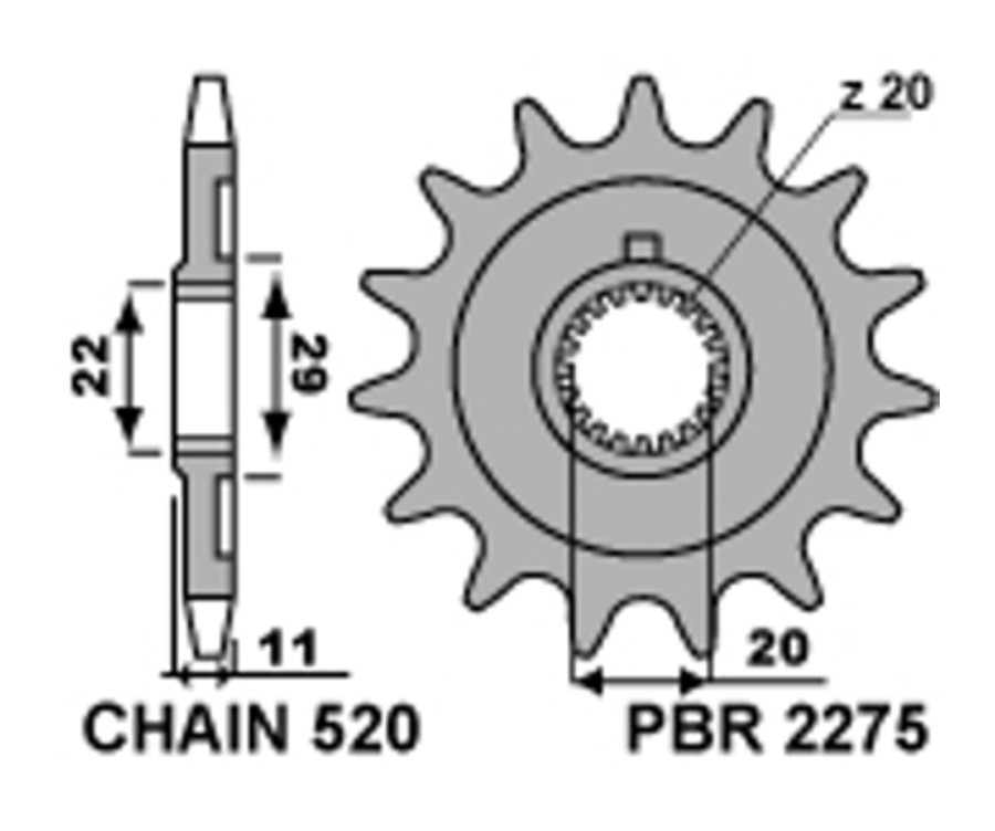 Pignon PBR acier standard 2275 - 520 - 1077627002