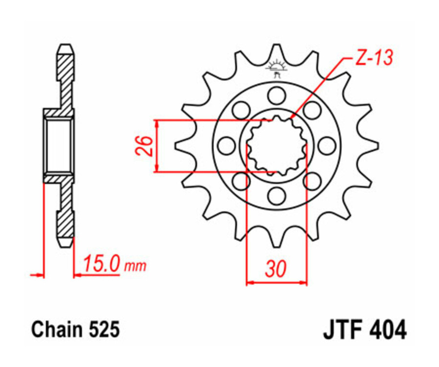 Pignon JT SPROCKETS acier standard 404 - 525 - 1077367001