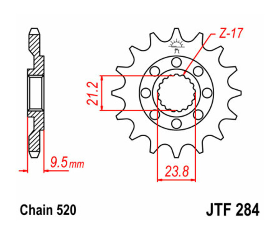 Pignon JT SPROCKETS acier standard 284 - 520 - 1077324001