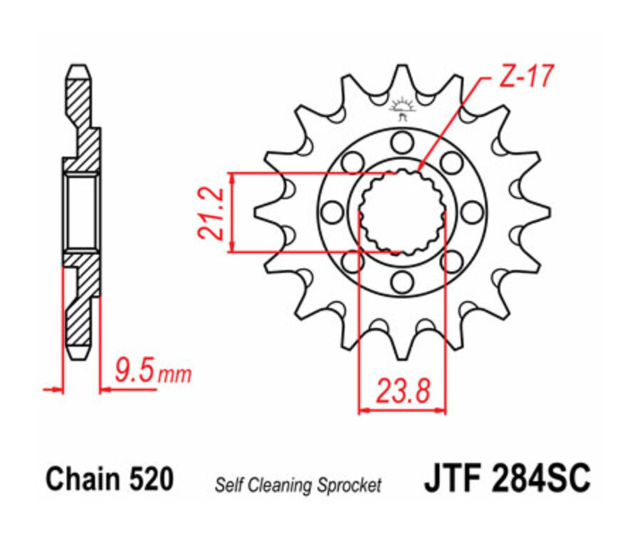 Pignon JT SPROCKETS acier anti-boue 284 - 520 - 1077324003