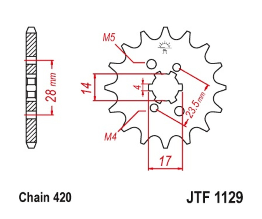 Pignon JT SPROCKETS acier standard 1129 - 420 - 1077208001